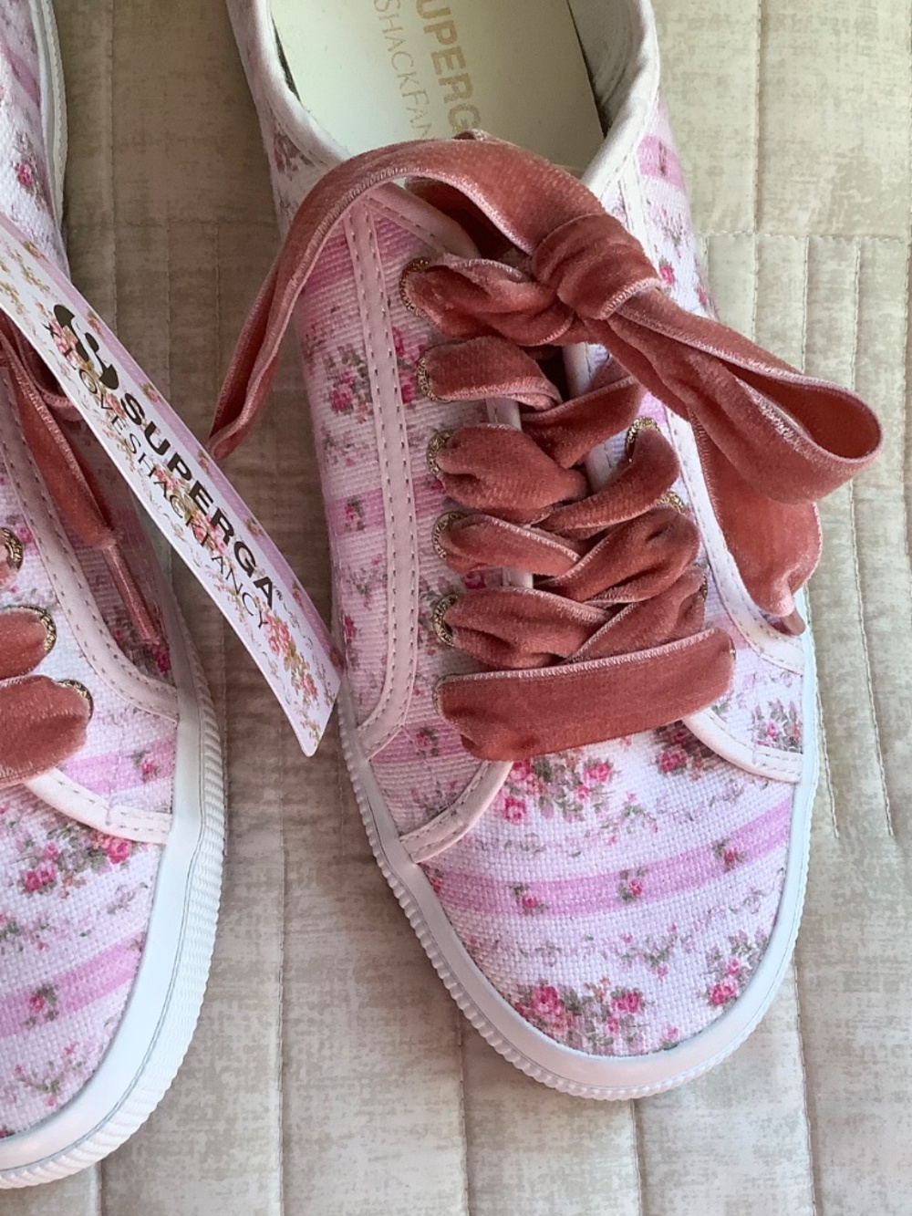 LoveShackFancy × Superga Classic Sneaker Pink floral SZ 10 - Picture 5 of 15